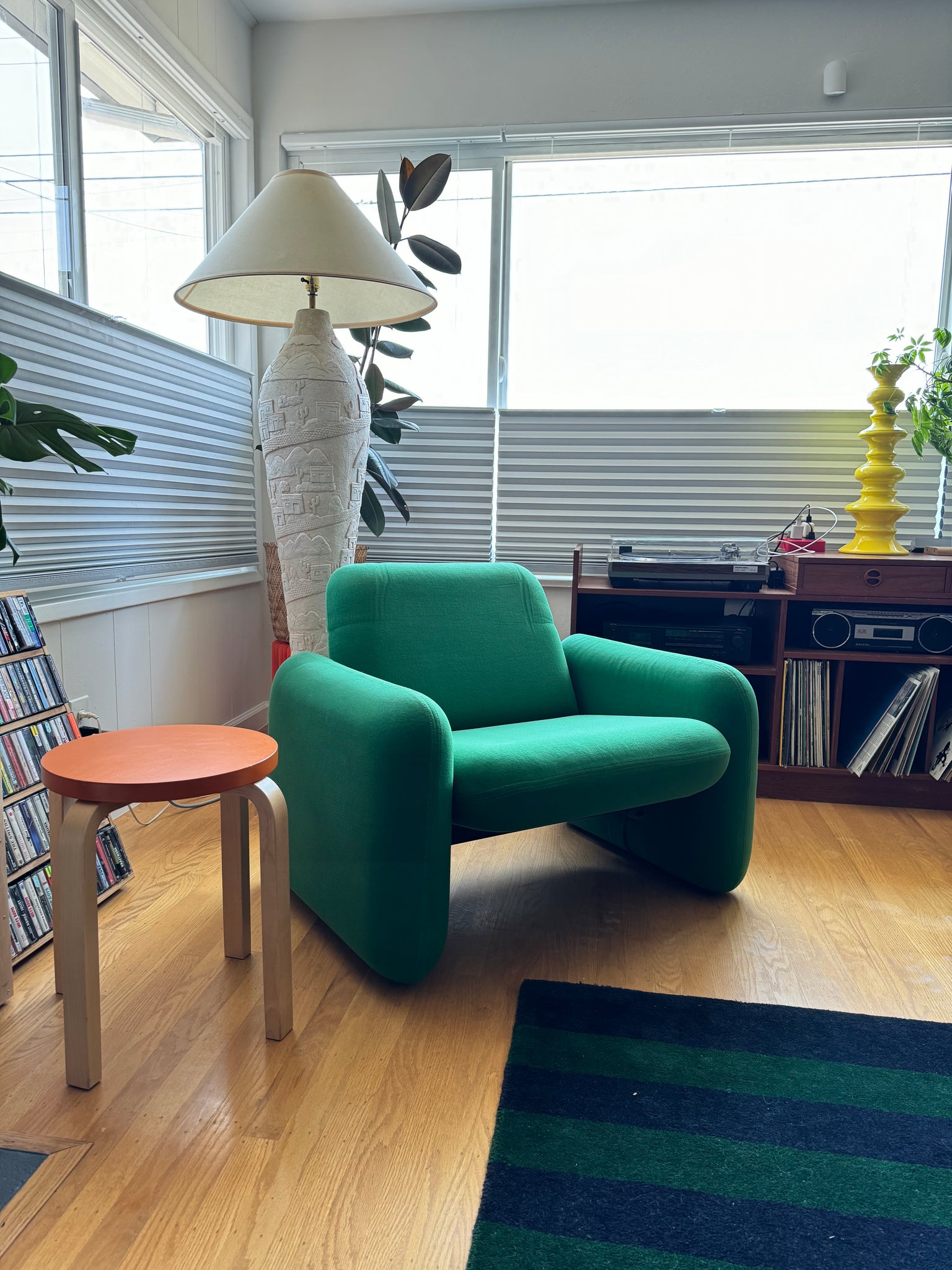 1970s green Ray Wilkes for Herman Miller Chicklet club chair