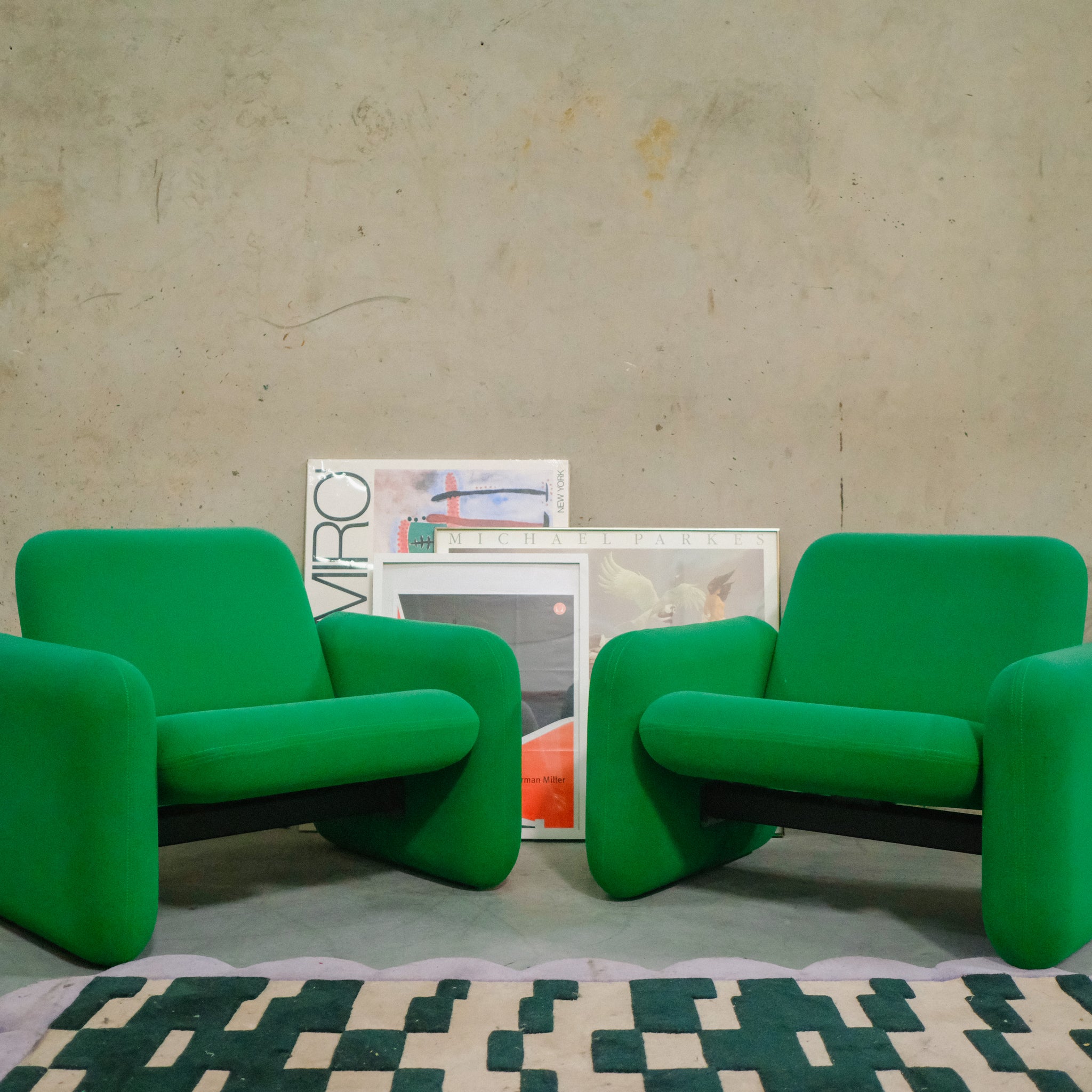 1970s green Ray Wilkes for Herman Miller Chiclet club chair