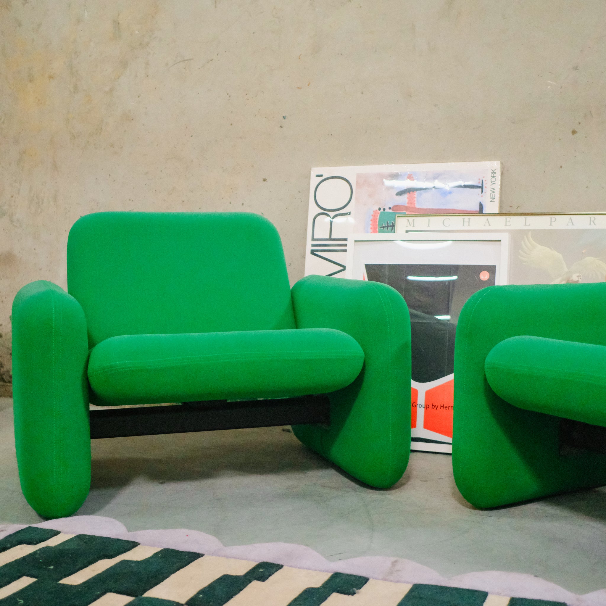 1970s green Ray Wilkes for Herman Miller Chiclet club chair