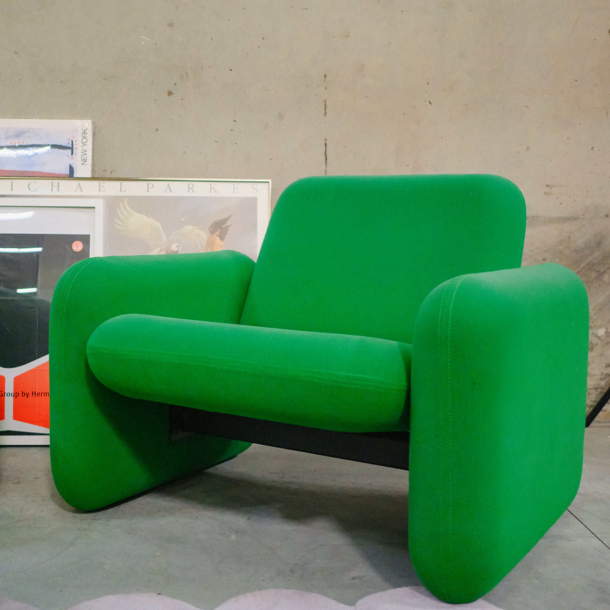 1970s green Ray Wilkes for Herman Miller Chiclet club chair