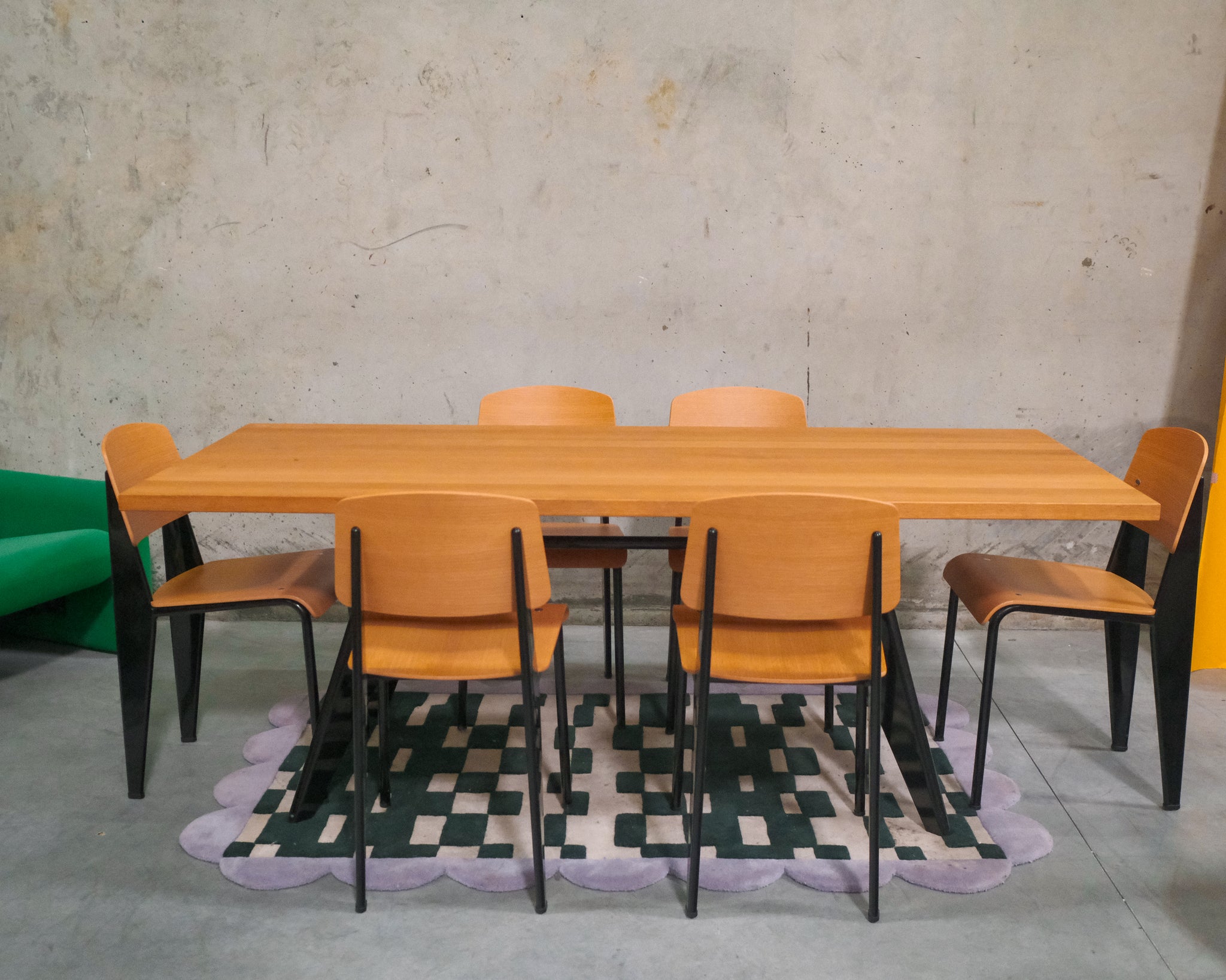 Vitra Dining table and chair set by Jean Prouvé