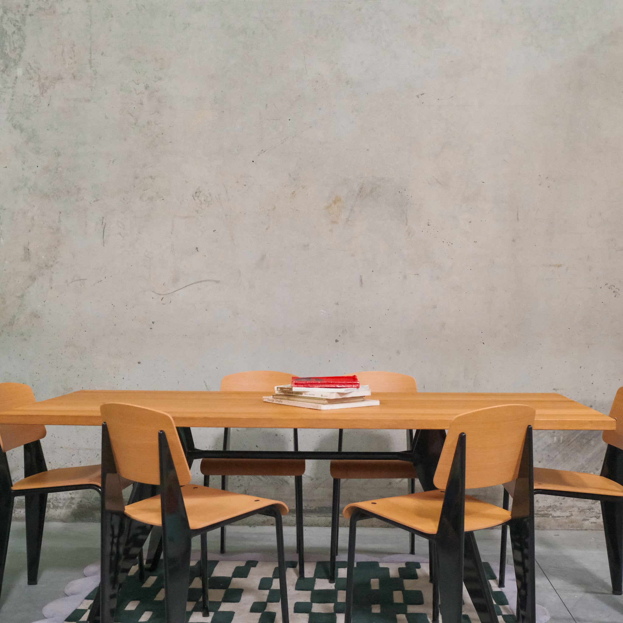 Vitra Dining table and chair set by Jean Prouvé