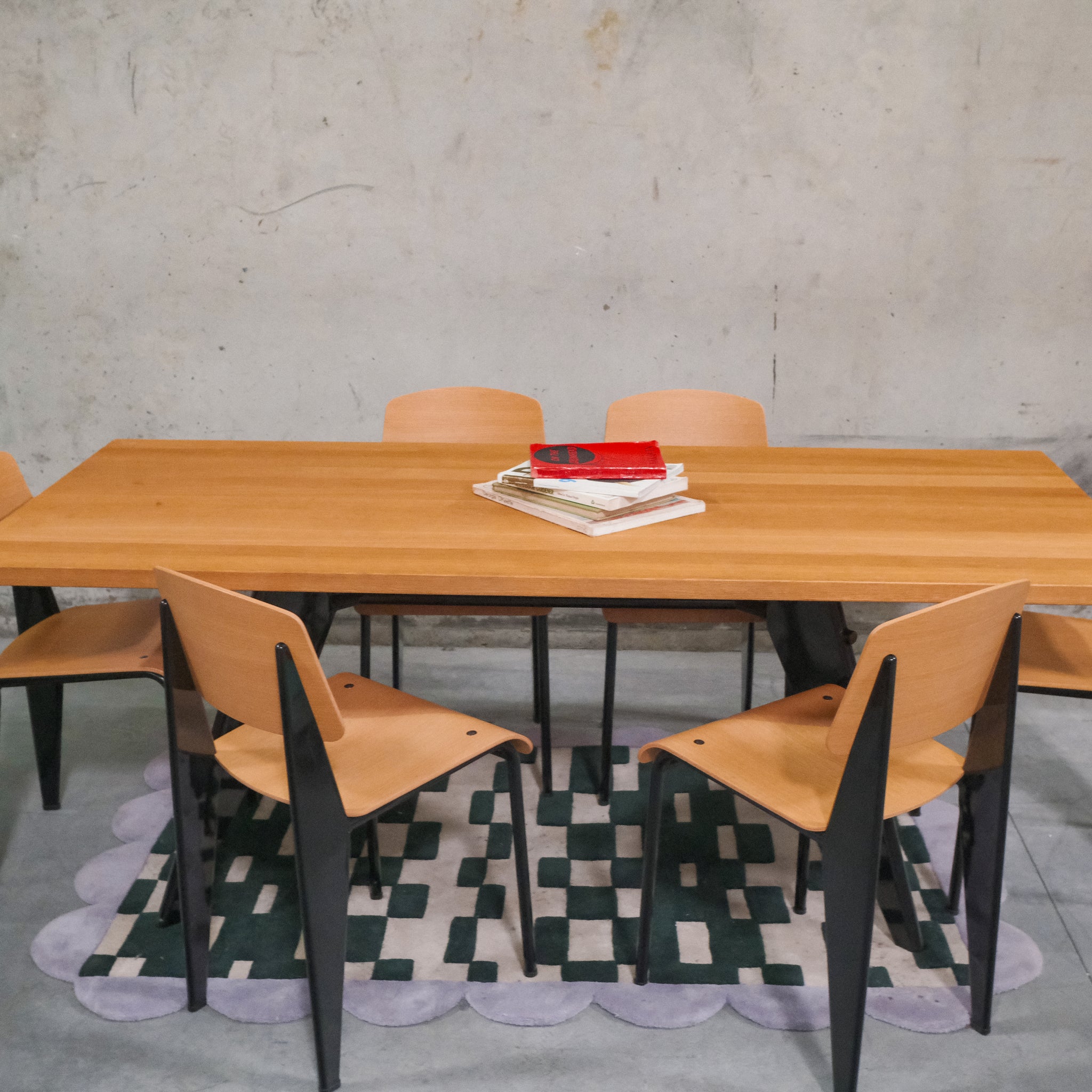 Vitra Dining table and chair set by Jean Prouvé