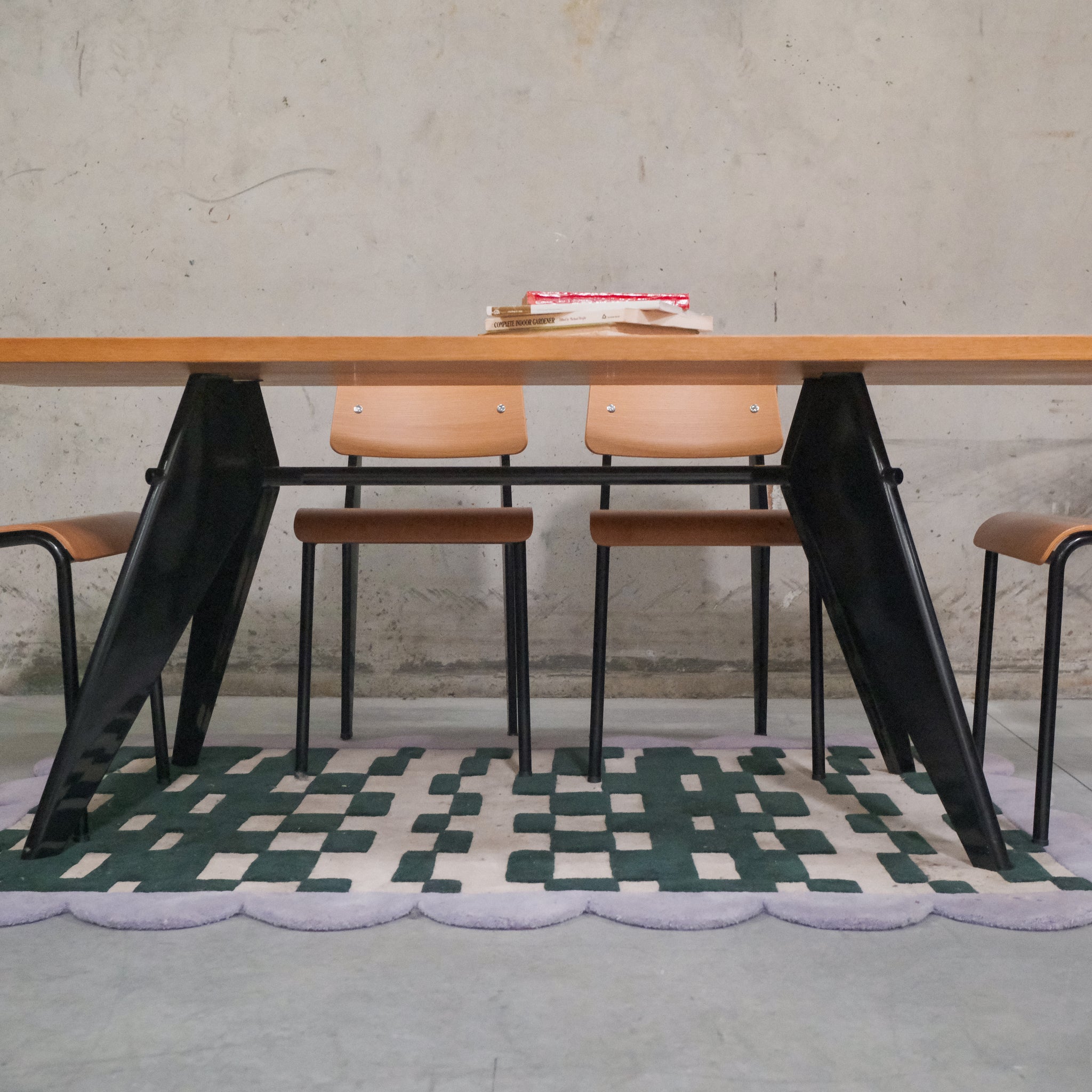 Vitra Dining table and chair set by Jean Prouvé