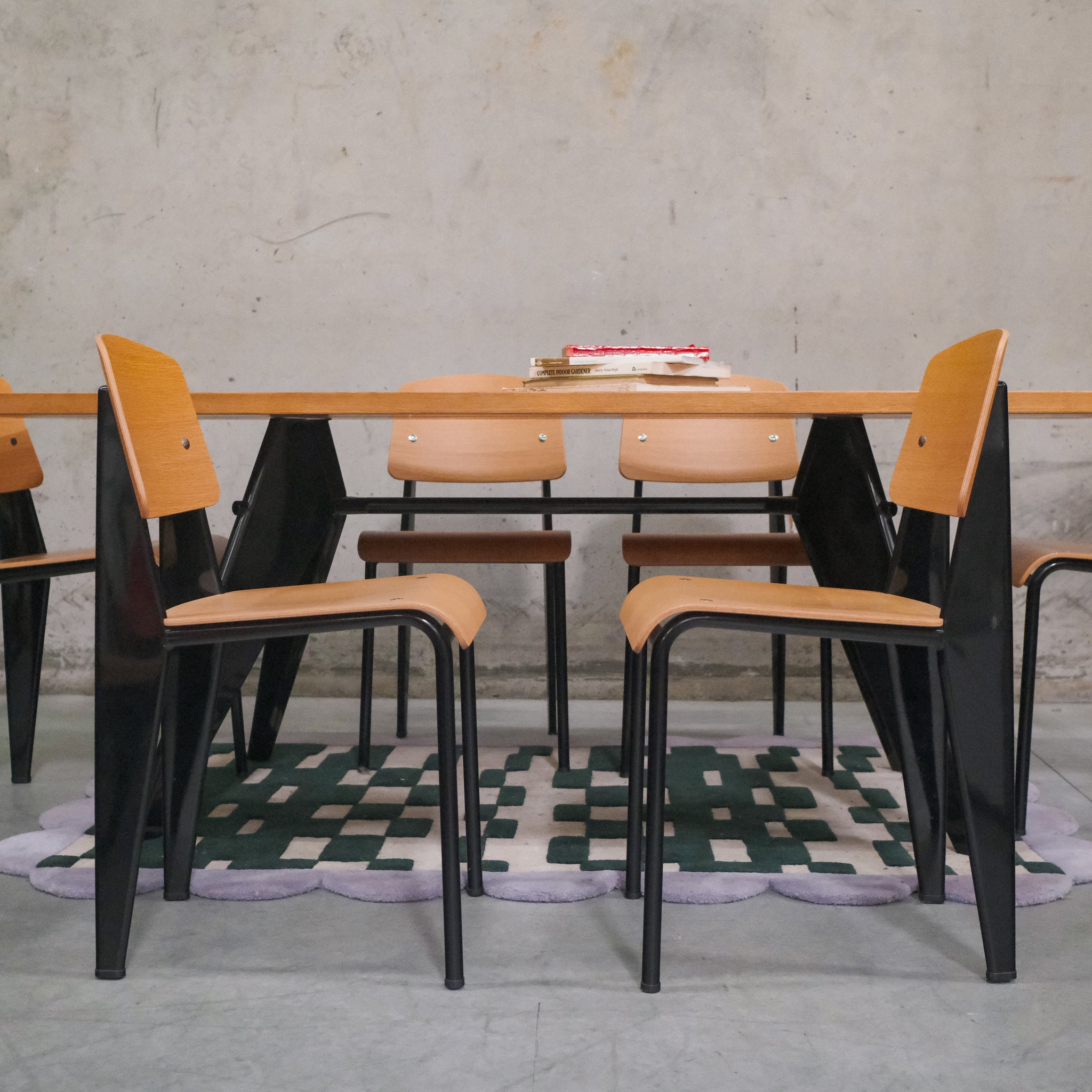 Vitra Dining table and chair set by Jean Prouvé