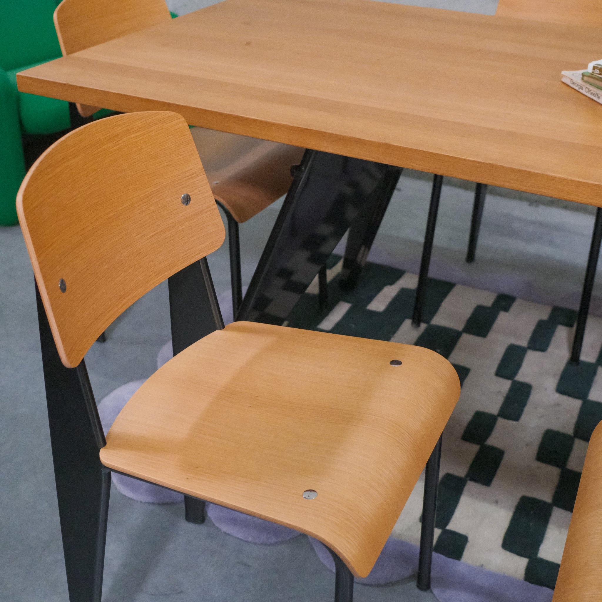 Vitra Dining table and chair set by Jean Prouvé