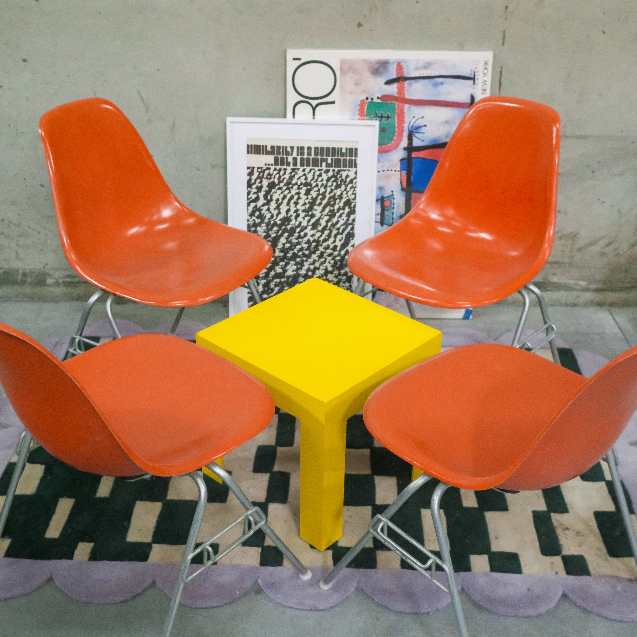 Herman Miller Eames Fibgerglass Side Chairs - Orange (Set of 4)