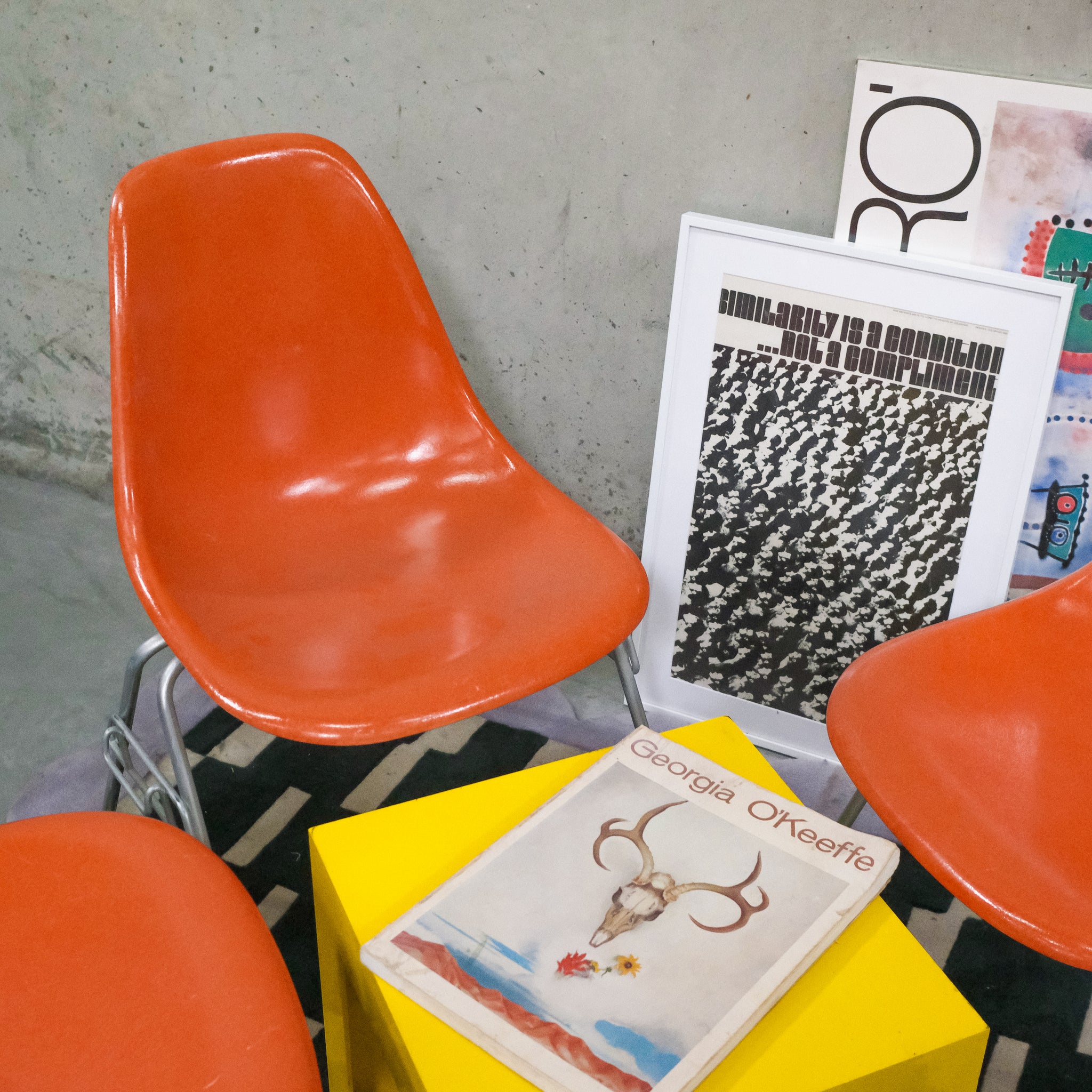 Herman Miller Eames Fibgerglass Side Chairs - Orange (Set of 4)