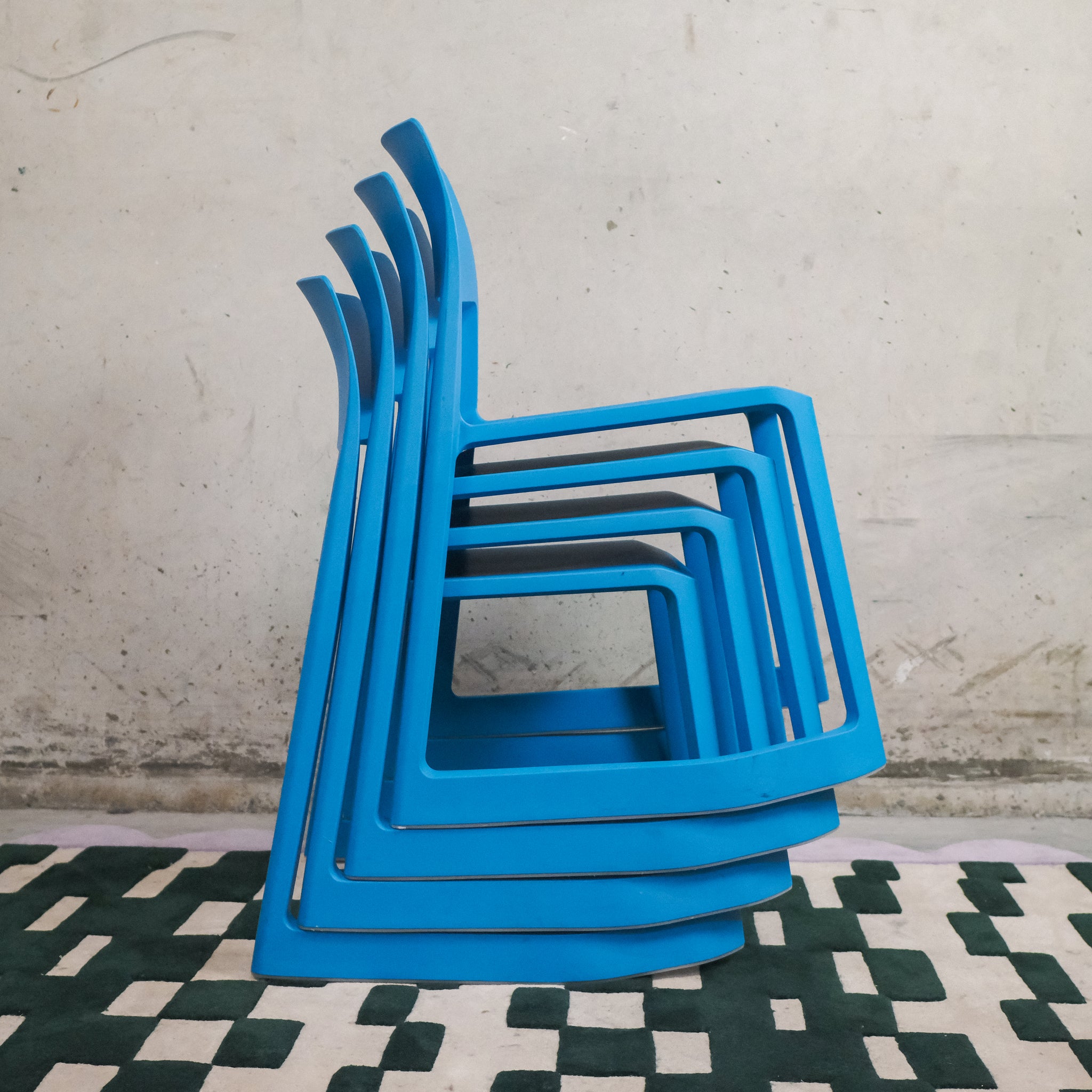 Vitra Tip Ton Chairs in Glacier Blue (Set of 4)